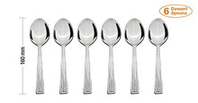 Load image into Gallery viewer, Amazon Brand - Solimo 24 Piece Stainless Steel Cutlery Set, Stripes (Contains: 6 Table Spoons, 6 Tea Spoons, 6 Forks, 6 Dessert Spoons), Silver - Home Decor Lo