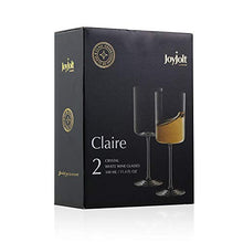Load image into Gallery viewer, JoyJolt White Wine Glasses – Claire Collection 11.4 Ounce Wine Glasses Set of 2 – Deluxe Crystal Glasses with Ultra-Elegant Design – Made In Czech Republic - Ideal for Home Bar, Kitchen, Restaurants - Home Decor Lo