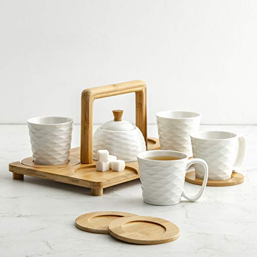 Home Centre Rhodes-Camolin 5-Piece Tea Set with Bamboo Stand - Home Decor Lo