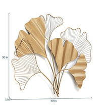 Load image into Gallery viewer, Vedas Exports Gold Wrought Iron Bunch Ginko Leaf Wall Art Decorative Hanging &amp; Sculpture Home Living Room Decor (Size 40 x 30 inches) - Home Decor Lo