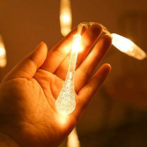 CITRA LED Curtain String Lights 8 Modes Lights for Home,Office, Diwali, Eid & Christmas Decoration (100 led Water Drop, Warm White) - Home Decor Lo