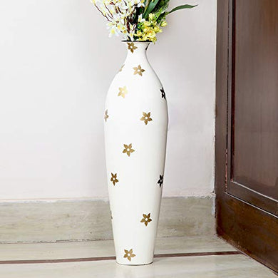 Alnico Decor Metal Flower Vase (26 inch, White) - Home Decor Lo