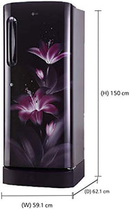 LG 235 L 4 Star Inverter Direct Cool Single Door Refrigerator (GL-D241APGY, Purple Glow, base stand with drawer ) - Home Decor Lo
