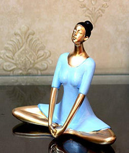 Craft Junction Handpainted Lady in Yoga Position Decorative Decorative Showpiece - 17.7 cm (Polyresin, Multicolor) - Home Decor Lo