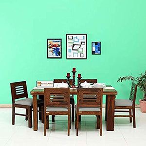 KendalWood Furniture  Sheesham Wood Dining Table(57 * 35) with 6 Chairs | 6 Seater Dining Set | Wooden Dining Table with Chair - Dining Room Furniture (Provincial Teak Finish with Cushion) - Home Decor Lo