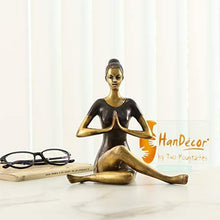 Load image into Gallery viewer, Two Moustaches Namaste Yoga Instructions Sitting Lady Sculpture Brass Showpiece - Home Decor Lo