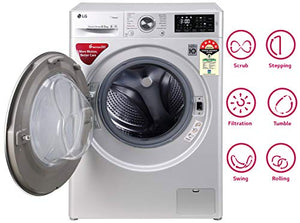 LG 6.5 Kg 5 Star Inverter Fully-Automatic Front Loading Washing Machine (FHT1265ZNL, Luxury Silver, 6 Motion Direct Drive) - Home Decor Lo
