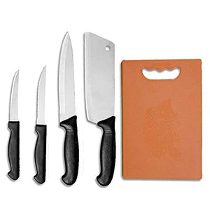 Generic Stainless Steel Knife Set for Kitchen with Chopping Board-Cleaver-Chopper-Chopping-Meat-Butcher-Knife for Kitchen- Knife Sharpener for Kitchen Best - Home Decor Lo