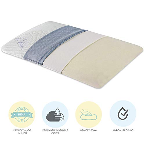 The White Willow Orthopedic Memory Foam Ultra Slim Sleeping Bed Pillow Designed for Back, Stomach and Side Sleeper with Removable Cover (24