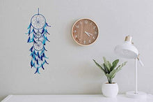 Load image into Gallery viewer, ILU® Wall Hangings, Home Decor, Handmade Wall Hanging for Bedroom, Balcony, Garden, Party, Cafe, Small Ring Beaded Blue &amp; Light Blue Feathers, 17cm Diameter, Length 80cm - Home Decor Lo