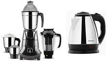 Load image into Gallery viewer, Butterfly EKN 1.5-Litre Water Kettle (Silver with Black) &amp; Jet Elite 750-Watt Mixer Grinder with 4 Jars (Grey) Combo - Home Decor Lo