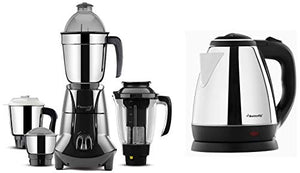 Butterfly EKN 1.5-Litre Water Kettle (Silver with Black) & Jet Elite 750-Watt Mixer Grinder with 4 Jars (Grey) Combo - Home Decor Lo
