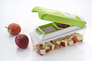 NOVEL Vegetable & Fruit Chipser With 11 Blades + 1 peeler inside, vegetable chopper, vegetable slicer, (GREEN) - Home Decor Lo