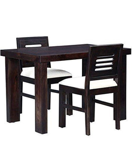 Monika Wood Furniture Solid Wood Dining Table 2 Seater | Dinning Table with 2 Chairs Including Cushions | Dining Room Furniture | Sheesham Wood, Warm Chestnut Finish - Home Decor Lo