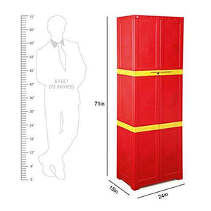 Cello Novelty Large Storage Cupboard with 4 Shelves(Red and Yellow) - Home Decor Lo