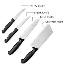 Load image into Gallery viewer, Generic Stainless Steel Knife Set for Kitchen with Chopping Board-Cleaver-Chopper-Chopping-Meat-Butcher-Knife for Kitchen- Knife Sharpener for Kitchen Best - Home Decor Lo