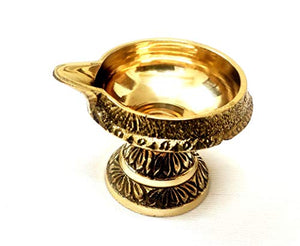 Artshai Designer Brass 2.3 inch Pooja Diya .kuber Brass Oil lamp Diya .Indian Pooja deep Set (12) - Home Decor Lo