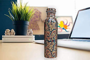 JR Handicrafts World Copper Water Bottle, 1000ML, Set of 1, Green - Home Decor Lo