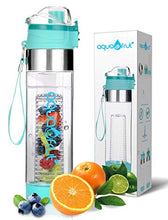 Load image into Gallery viewer, Aquafrut Bottle BPA-Free Tritan Plastic Leak Proof Loading Fruit Infuser Water Bottle with One Click Open Lid with Infusion Recipe eBook, 24 oz, Teal - Home Decor Lo