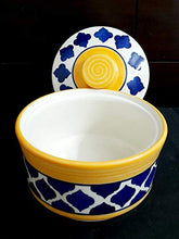 Load image into Gallery viewer, LOTUM Pure Ceramic Blue &amp; Yellow Serving Bowls /Donga Bowls/Casserole Set with Unique Lids for Home Kitchen, Dining Table Serving Ware Storage Containers (Set of 3)/Handmade in India - Home Decor Lo