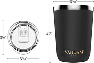VAHDAM Ardour Tea Tumbler or Black Mug for Coffee (350 ml) - Reusable Flask for Tea & Coffee | FDA Approved 18/8 Stainless Steel | Carry Hot & Cold Beverage - Home Decor Lo