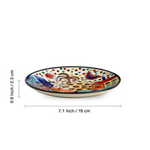 Load image into Gallery viewer, ExclusiveLane &#39;Hut Handpainted&#39; Ceramic Plates for Dinner Ceramic Dinner Plates &amp; Side Quarter Plates with Katoris (8 Pieces, Serving for 4, Microwave Safe) -Dinner Sets Ceramic Bowls Dinnerware Sets - Home Decor Lo