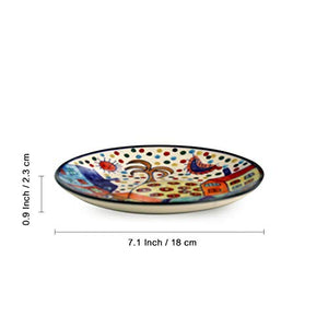 ExclusiveLane 'Hut Handpainted' Ceramic Plates for Dinner Ceramic Dinner Plates & Side Quarter Plates with Katoris (8 Pieces, Serving for 4, Microwave Safe) -Dinner Sets Ceramic Bowls Dinnerware Sets - Home Decor Lo