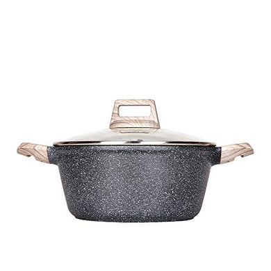 CAROTE Essential Woody - Nonstick Coating Granite Casserole Saucepot with Lid (28 cm) - Home Decor Lo