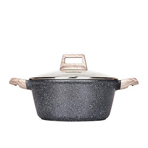 CAROTE Essential Woody - Nonstick Coating Granite Casserole Saucepot with Lid (28 cm) - Home Decor Lo