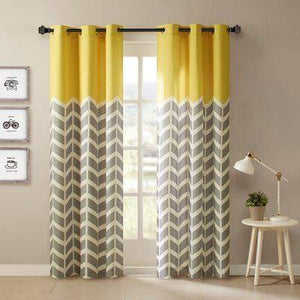 Amazures Polyester Silhouette Yellow Digital Printed Curtain Set of 2, 48x84-inch - Home Decor Lo