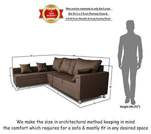 Adorn India Left Side Handle Straight Line L Shape Sofa (Camel Colour) - Home Decor Lo