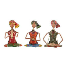 Load image into Gallery viewer, Handicrafts Paradise Iron Sitting Musician Doll Set Handmade Decorative Gift Item Showpiece for Home Decor (6.5 inch) - Set of 3 pc - Home Decor Lo