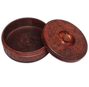 Rize Creations, Sheesham Wood, Wooden Chapati Box/Casserole- Dark Brown [9 Inch] - Home Decor Lo