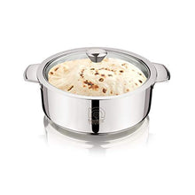 Load image into Gallery viewer, NanoNine Chapati Server Deep Chapati Pot Insulated Stainless Steel Casserole Serve Fresh Roti Pot with Steel Coaster and Glass Lid, 1.5 L, 1 pc - Home Decor Lo