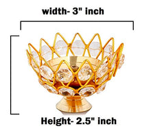 Load image into Gallery viewer, Brass Gallery Brass Small Bowl Crystal Diya Round Shape Kamal Deep Akhand Jyoti Oil Lamp for Home Temple Puja Decor Gifts (Size 4 Inch, Small)(Pack of 4) - Home Decor Lo