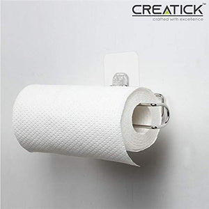 Creatick - Magic Sticker Series Stainless Steel - Self Adhesive - Big Tissue Paper Towel Holder - Silver Chrome. - Home Decor Lo