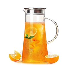 Load image into Gallery viewer, HOUSING ENTERPRISE® 1.3 Liter Glass Pitcher with lid iced Tea Pitcher Water jug hot Cold Water Wine Coffee Milk Juice Beverage Carafe (Pitcher) (1300 ML Pack of 1) - Home Decor Lo