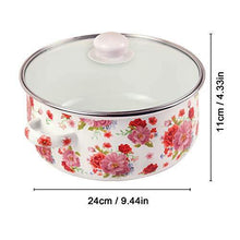 Load image into Gallery viewer, iBELL ND246 Decorative Enamel Casserole, 4 Litre, Gift Item with Sturdy Glass Lid, White - Home Decor Lo