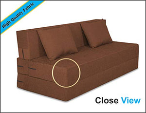 Adorn India Easy Three Seater Sofa Cum Bed Alyn 6'x 6' (Brown) - Home Decor Lo