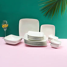 Load image into Gallery viewer, Shay Ceramic Dinner Set, 20 Pieces, White | Shay Elevated Square Series | Crockery Set | Glossy Finish | Premium Porcelain Dinnerware &amp; Serving Pieces | Set for Family of 6