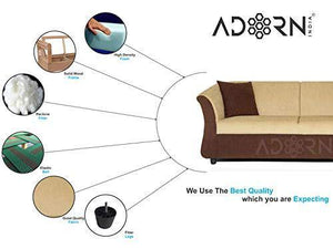 Adorn India Acura 3 Seater Sofa (Brown & Beige) - Home Decor Lo