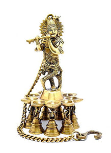 eSplanade - Brass Makhan Chor Laddoo Gopal Baby Krishna Kishan Thakurji Murti Idol Statue Sculpture (Krishna Diya) - Home Decor Lo
