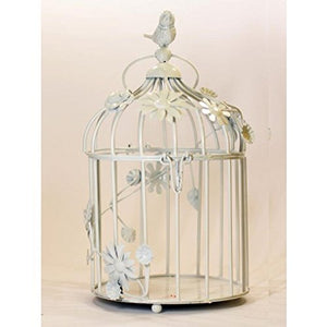 GIG Handicrafts Bird Cage with Floral Vine(White)-Set of 2 - Home Decor Lo
