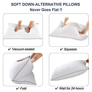 GOHOME Adjustable Bed Pillows for Sleeping 2 Pack, Soft Velvet Fabric Hotel Pillows, Hypoallergenic Down Alternative Pillows, for Side and Back Sleeper, 20"x26" Standard Size - Home Decor Lo