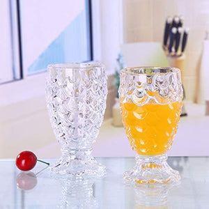 Happy Penguin® Pineapple Shaped Juice Glasses Drinking Glass Set of 6 Pcs I 190 ML - Home Decor Lo