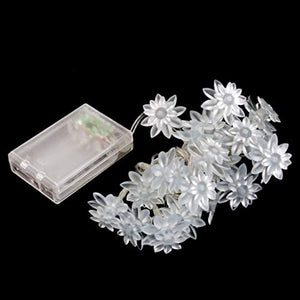SmartDrip Lotus Flower 2.2 Meters 20 Led Flowers String Fairy Light/Battery Operated/Two Lighting Modes (WarmWhite) - Home Decor Lo
