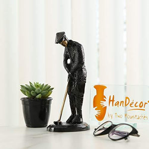 Two Moustaches Brass Golfer Showpiece Figurine Black | Home Decor | - Home Decor Lo