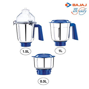 Bajaj Typhoon 750-Watt Mixer Grinder with 3 Jars (White/Turquoise) - Home Decor Lo
