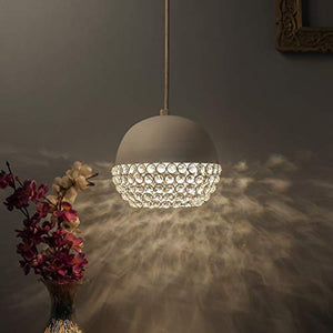 Homesake® Matt White Crystal Globe Light Nordic E27 Hanging Pendant Ceiling Decorative Vintage For Living Room , Home, Bedroom , Hall Jhumar Lighting , Both Indoor Outdoor | Made In India Products - Pack of 1 - Home Decor Lo