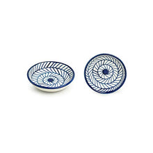 Load image into Gallery viewer, ExclusiveLane &#39;Indigo Chevron&#39; Hand Painted Ceramic Small Bowl for Chutney Bowls for Serving (Set of 4, 25 ML, Microwave Safe) - Mini Bowls for Dip Bowls Ceramic Bowls Chutney Serving Set Sauce Bowl - Home Decor Lo